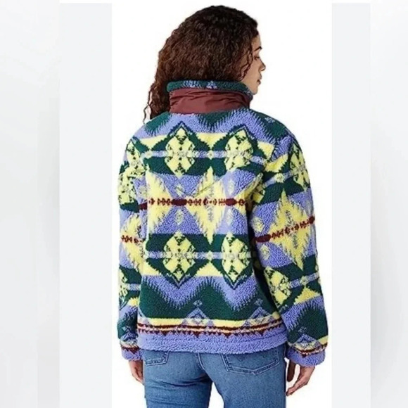 Wrangler Women's Multi Colored Sherpa Fleece Zip Through Jacket 112342 NWT - Picture 9 of 16